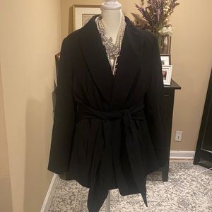 LOFT Black Wrap Blazer with Tie Waist